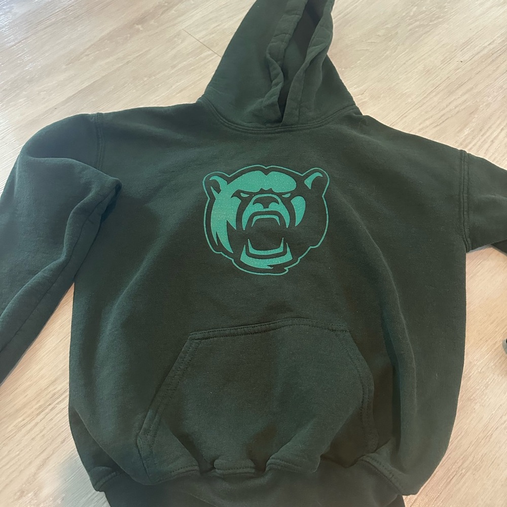 Gildan Forest Green Hoodie with Bear Design